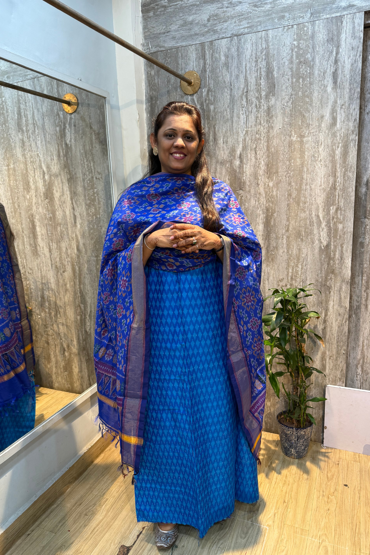 Sicco Ikkat Patola Premium 2-Piece Suit Set – Light Blue & Royal Blue