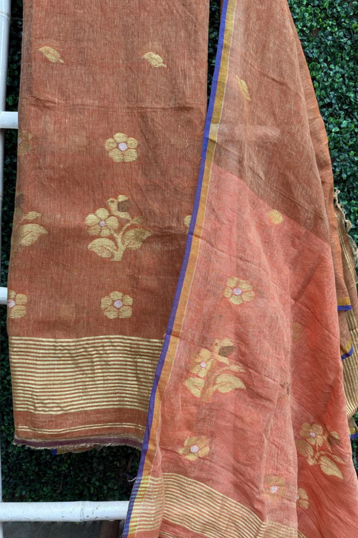 Linen Jamdani Orange 2-Piece Set