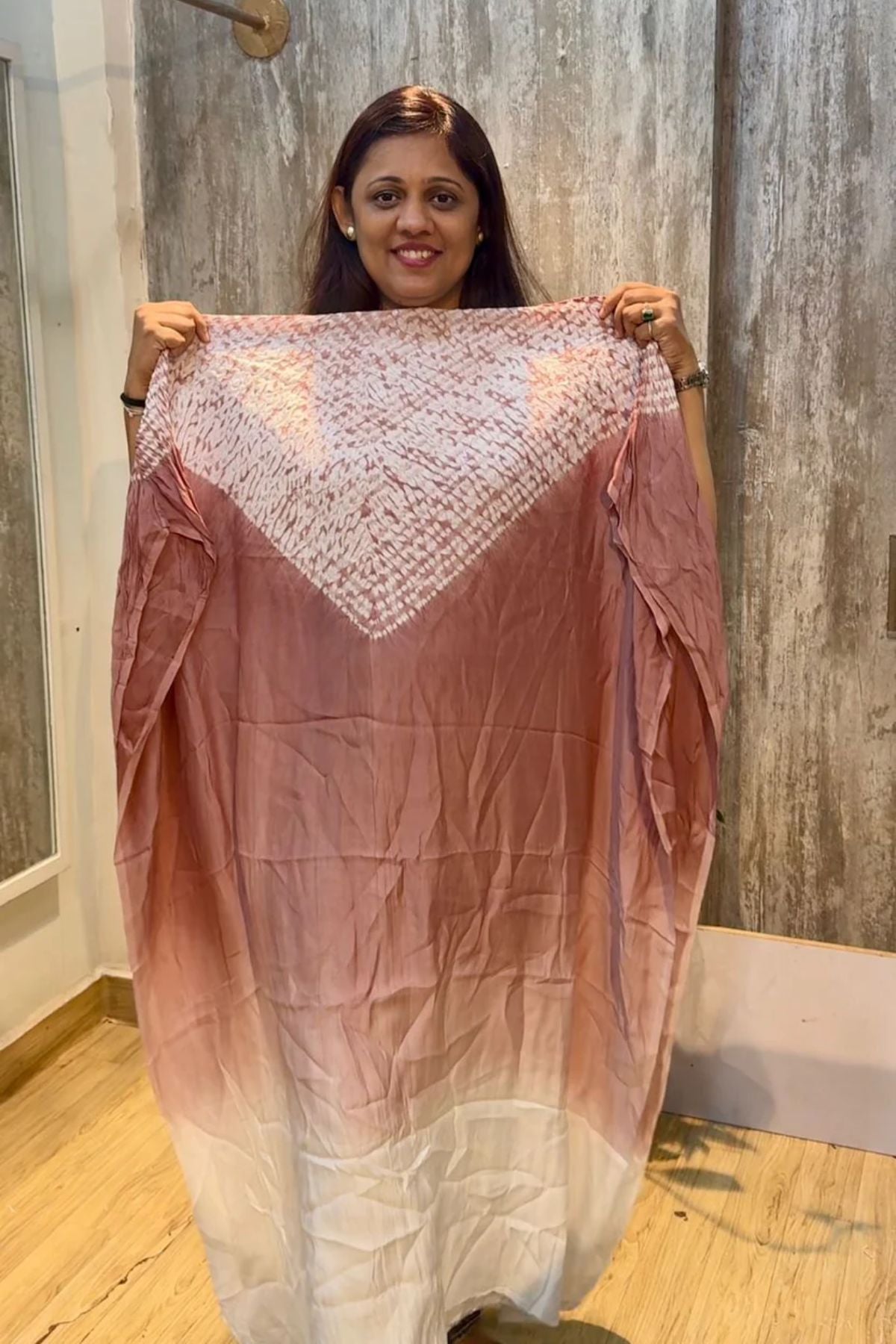 Pure shibori kurta material -Dusty Rose