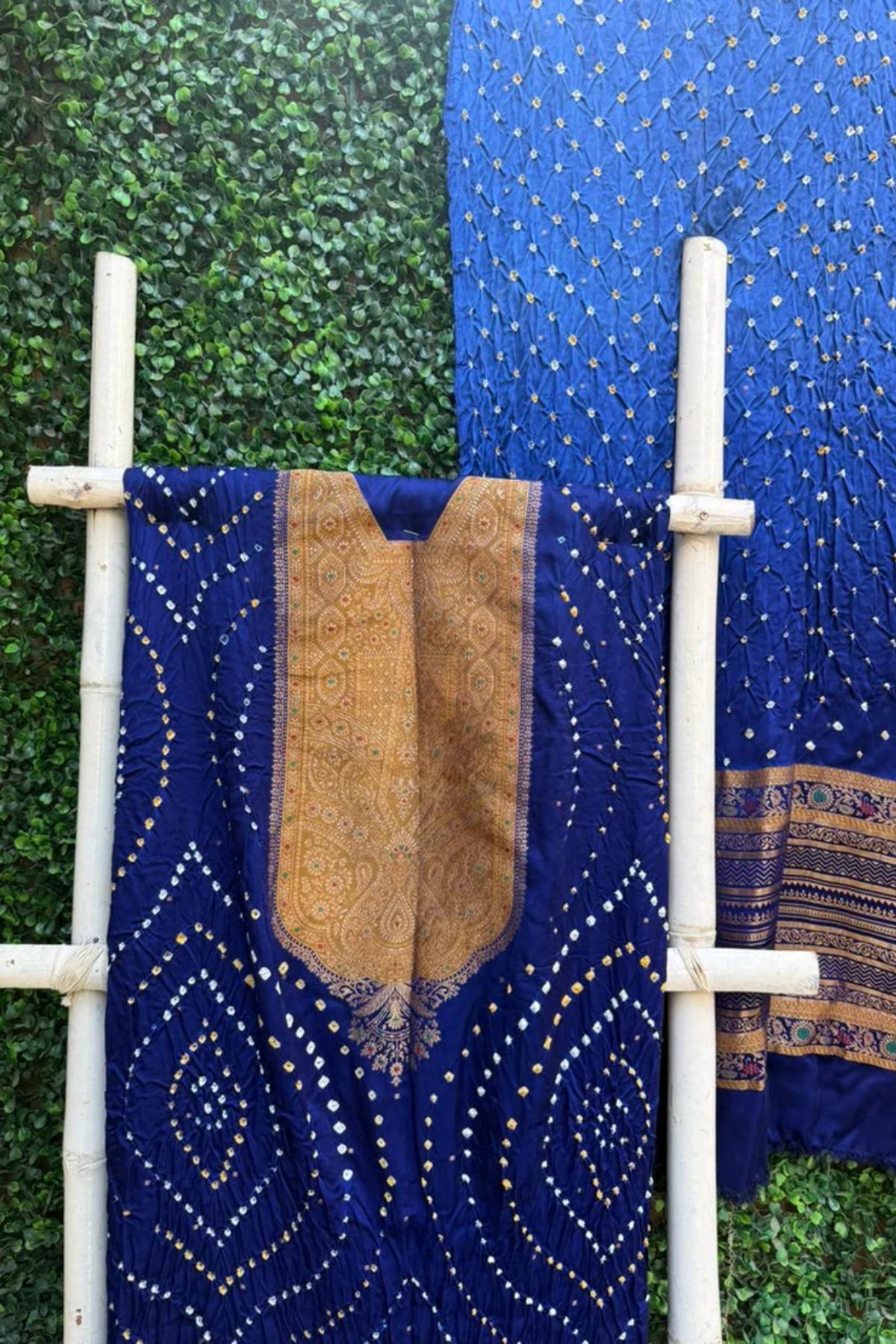 Royal Blue Banarasi Bandhej Elegance