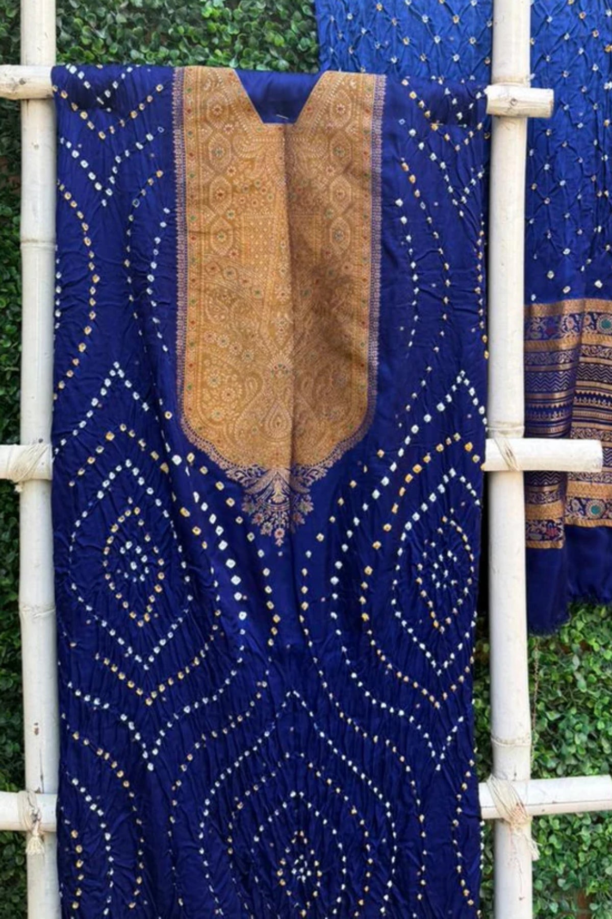 Royal Blue Banarasi Bandhej Elegance