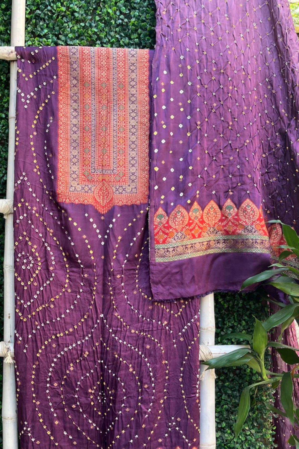 Royal Purple Banarasi Bandhej