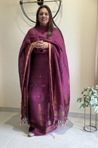 Jayshree Linen Jamdani 2 Pc Set – magenta