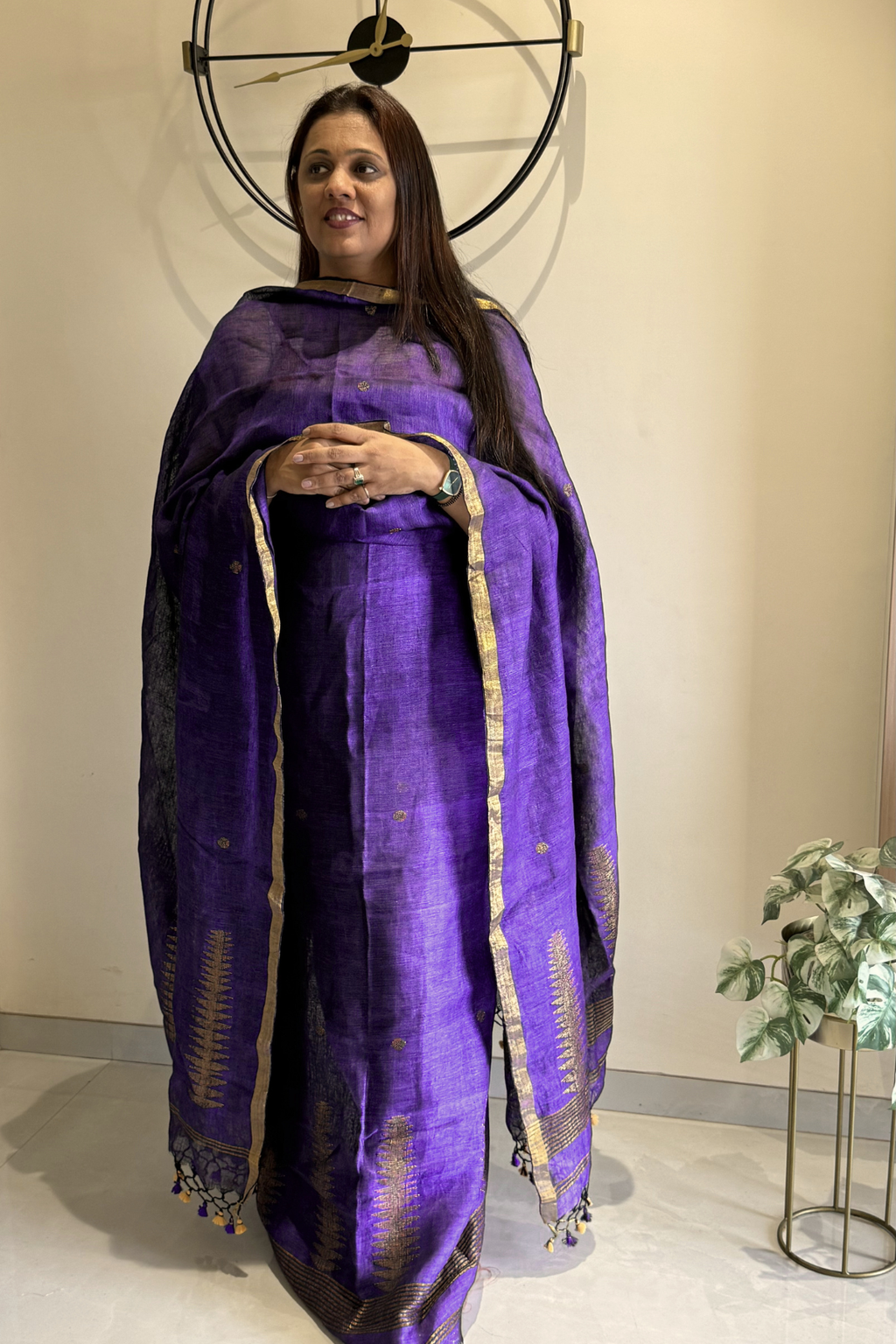 Jayshree Linen Jamdani 2 Pc Set – Purple (Copy)