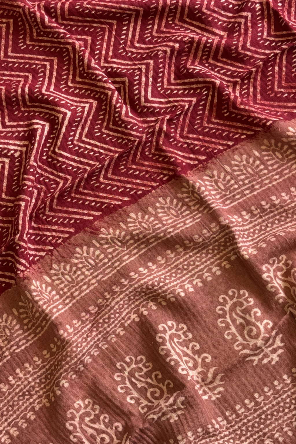 Natural Dye Pashmina Suit With cutwork - Onion Pink & Red