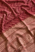 Natural Dye Pashmina Suit With cutwork - Onion Pink & Red