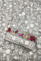 Pure Georjette With Parsi Work Unstitched Suit Set -  Gray