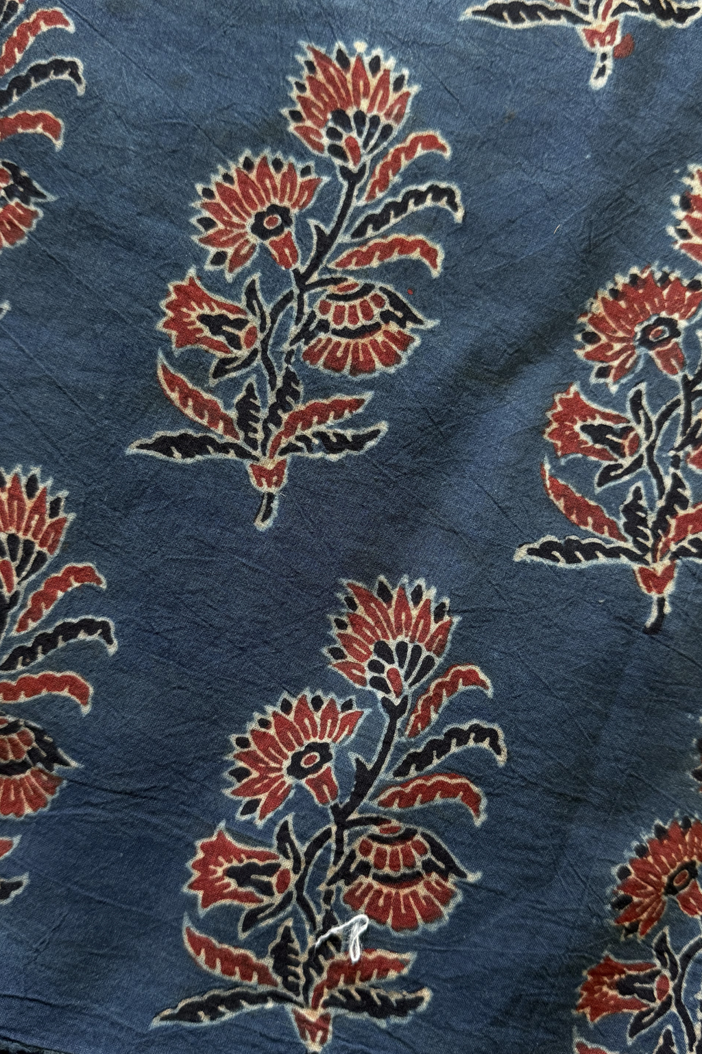 Pure Cotton Ajrak Suit Set With cutwork Bottom - Blue
