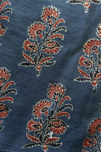 Pure Cotton Ajrak Suit Set With cutwork Bottom - Blue