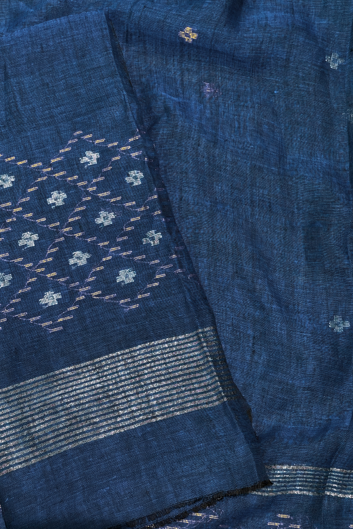 Linen Jamdani 2 Pc Set – Peacock Blue