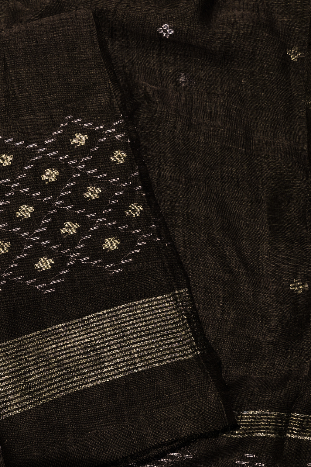 Linen Jamdani 2 Pc Set – Coffee Color