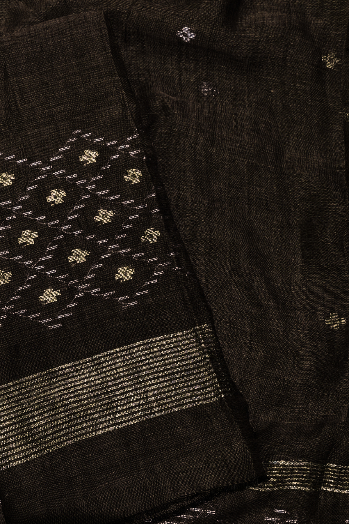 Linen Jamdani 2 Pc Set – Coffee Color