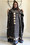 Pure Cotton Ajrak Suit Set With cutwork Bottom- Black