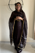 Linen Jamdani 2 Pc Set – Coffee Color