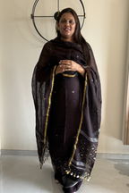 Linen Jamdani 2 Pc Set – Coffee Color