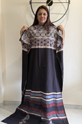 Pure Cotton Ajrak Suit Set With cutwork Bottom - Black