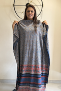Pure Cotton Ajrak Suit Set With cutwork Bottom- Blue