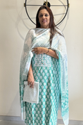 Pure Cotton Mirror Work 3 Piece Unstitched Suit Set -  Sea Green