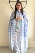 Cotton Jamdani 2 Piece unstitched Kurta Set - Powder Blue
