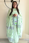 Cotton Jamdani 2 Piece unstitched Kurta Set- Pastel Green