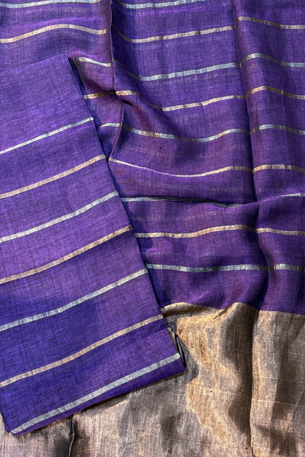 Jayshree Linen Jamdani 2 Pc Set – Purple