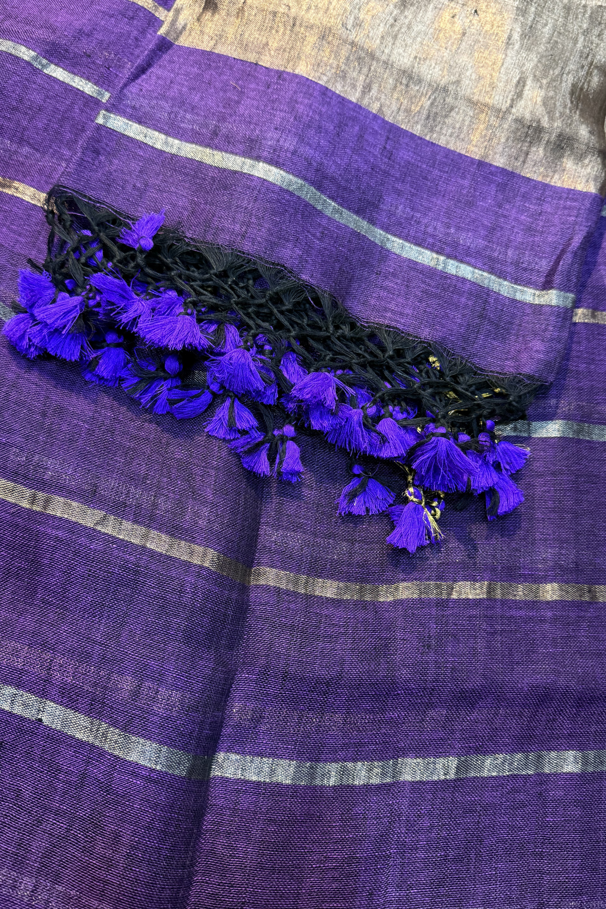 Jayshree Linen Jamdani 2 Pc Set – Purple