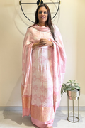 Pure Needle Shibori 3 Pc Suit with Lagadi Patta Border – Light Baby Pink