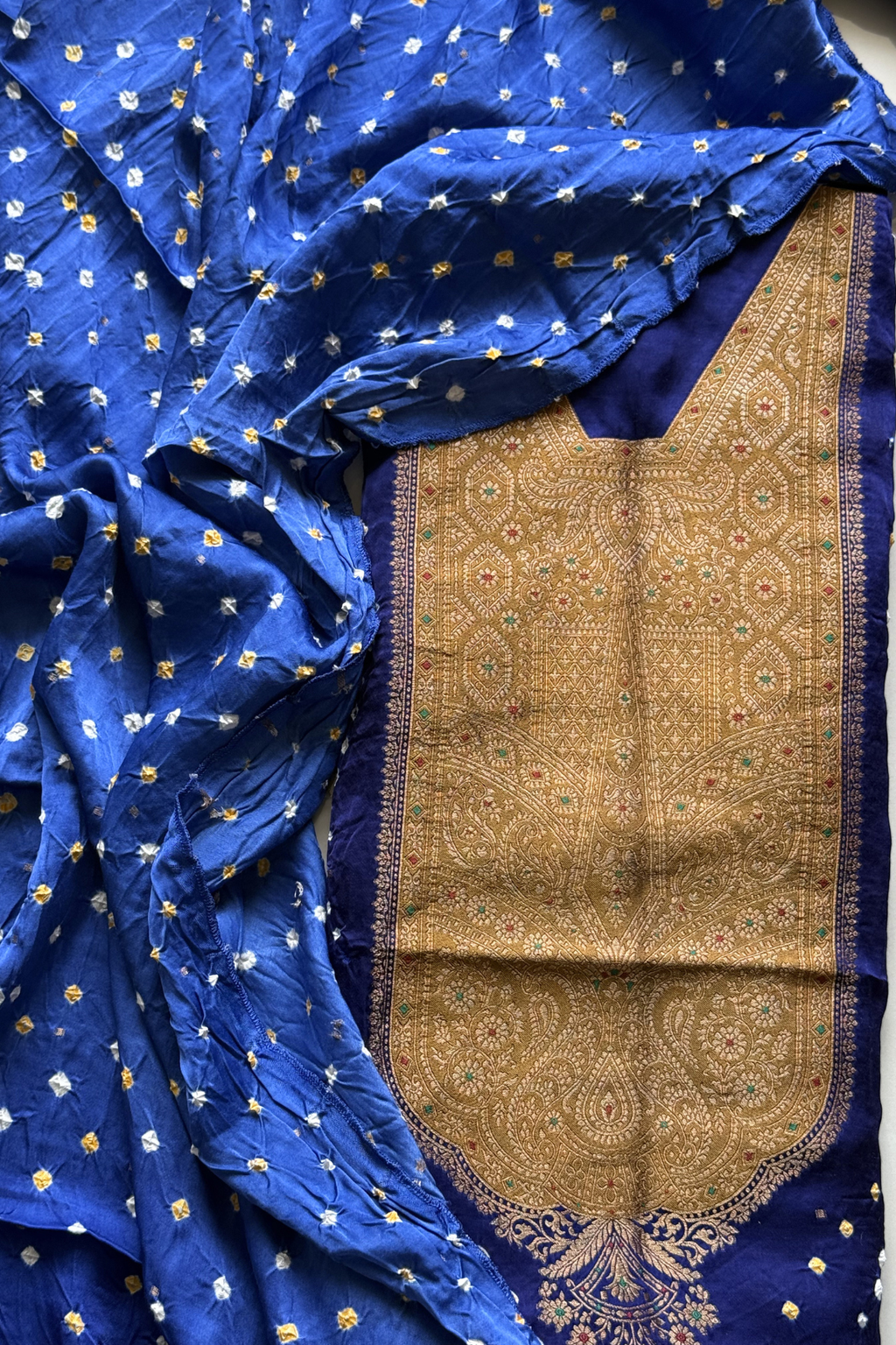 Royal Blue Banarasi Bandhej Elegance