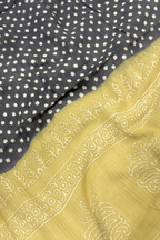 Natural Dye Pashmina Suit With cutwork - Mustard Yellow & Black