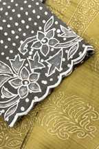 Natural Dye Pashmina Suit With cutwork - Mustard Yellow & Black