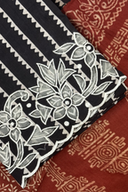 Natural Dye Pashmina Suit With cutwork  - Maroon & Black