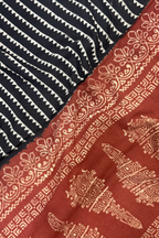 Natural Dye Pashmina Suit With cutwork  - Maroon & Black