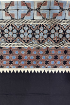 Pure Cotton Ajrak Suit Set With cutwork Bottom - Black