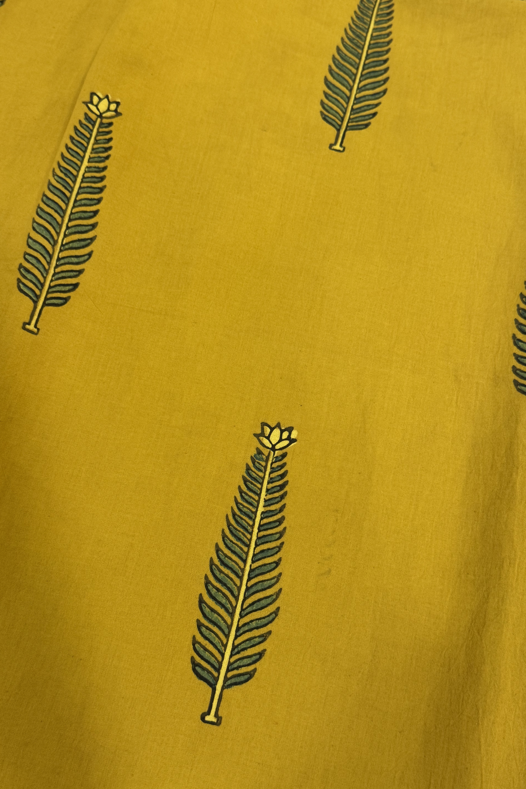 Pure Cotton Ajrak Suit Set With cutwork Bottom- Yellow