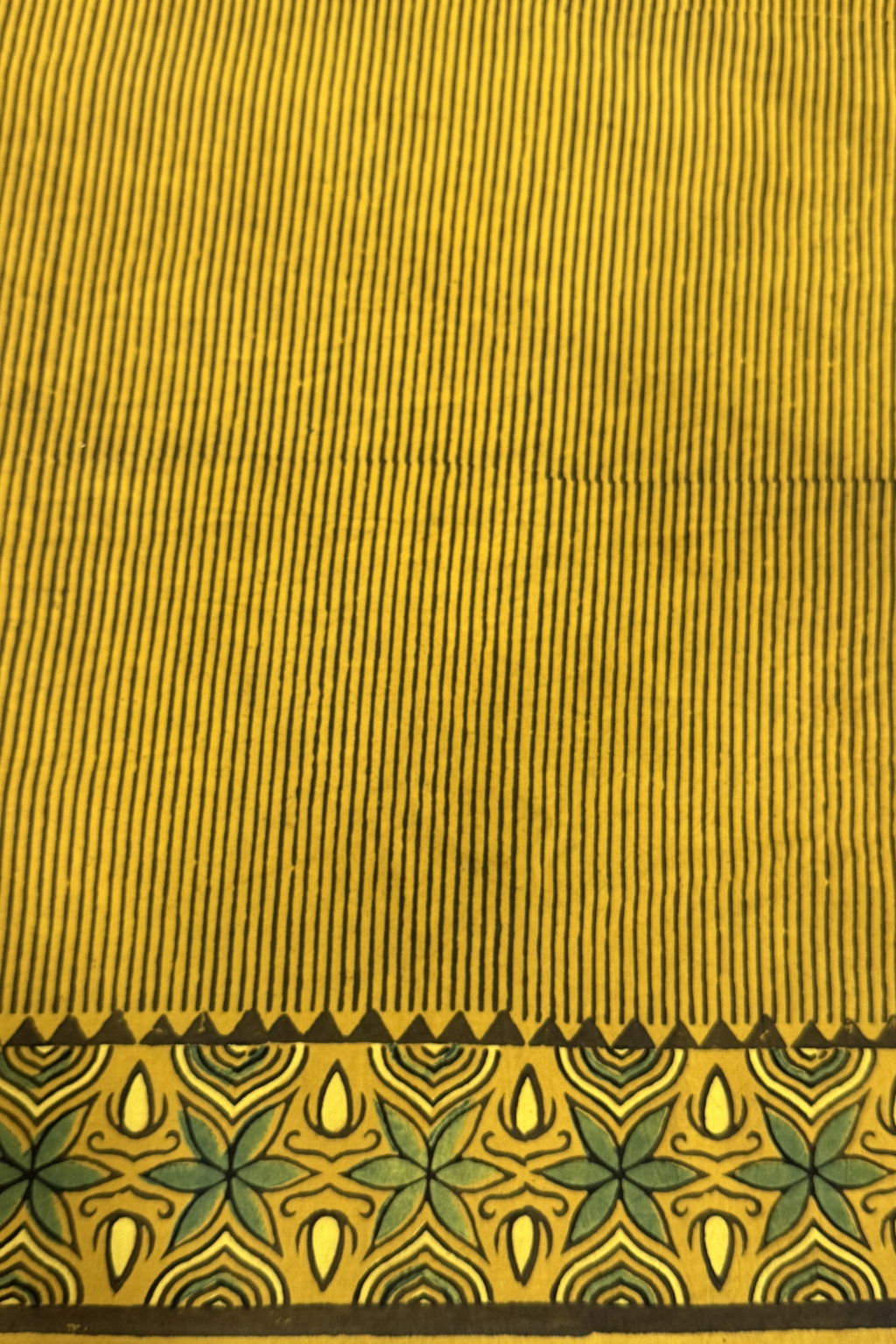 Pure Cotton Ajrak Suit Set With cutwork Bottom- Yellow