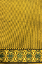 Pure Cotton Ajrak Suit Set With cutwork Bottom- Yellow