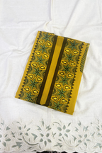 Pure Cotton Ajrak Suit Set With cutwork Bottom- Yellow