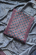 Pure Modal Satin 2-Piece Suit Set in Natural Ajrak Dye - Blue & Red