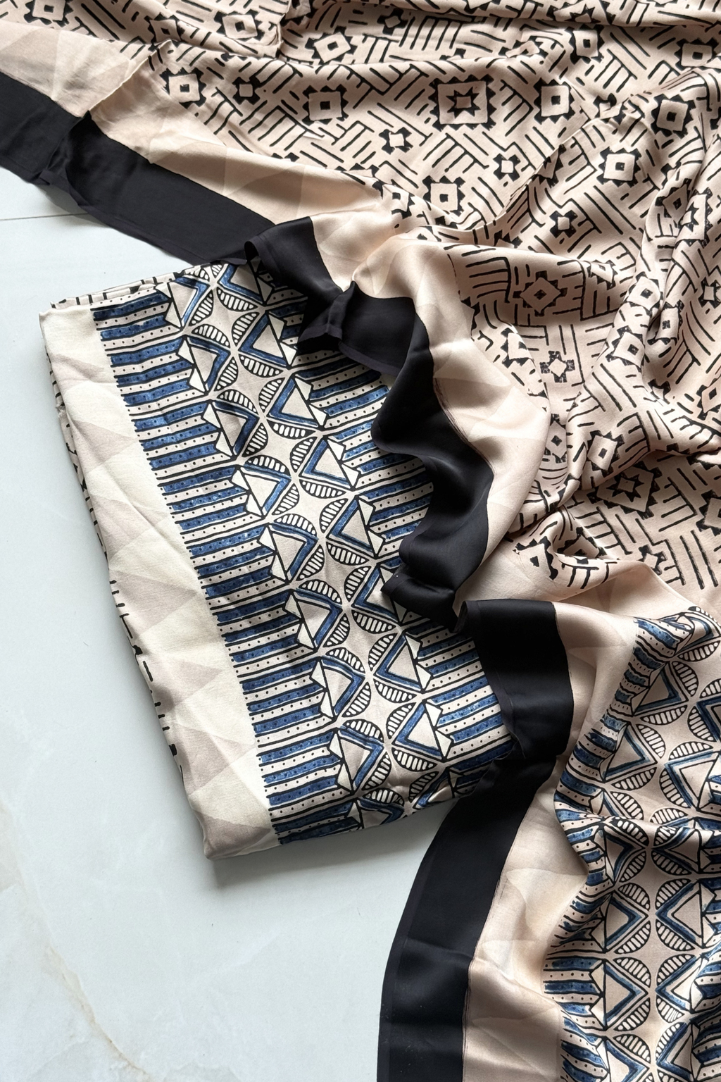 Pure Modal Satin 2-Piece Suit Set in Natural Ajrak Dye