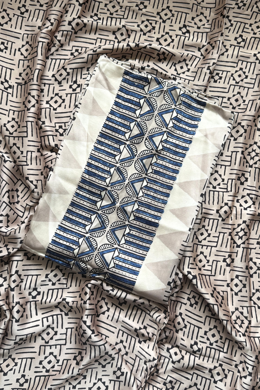 Pure Modal Satin 2-Piece Suit Set in Natural Ajrak Dye