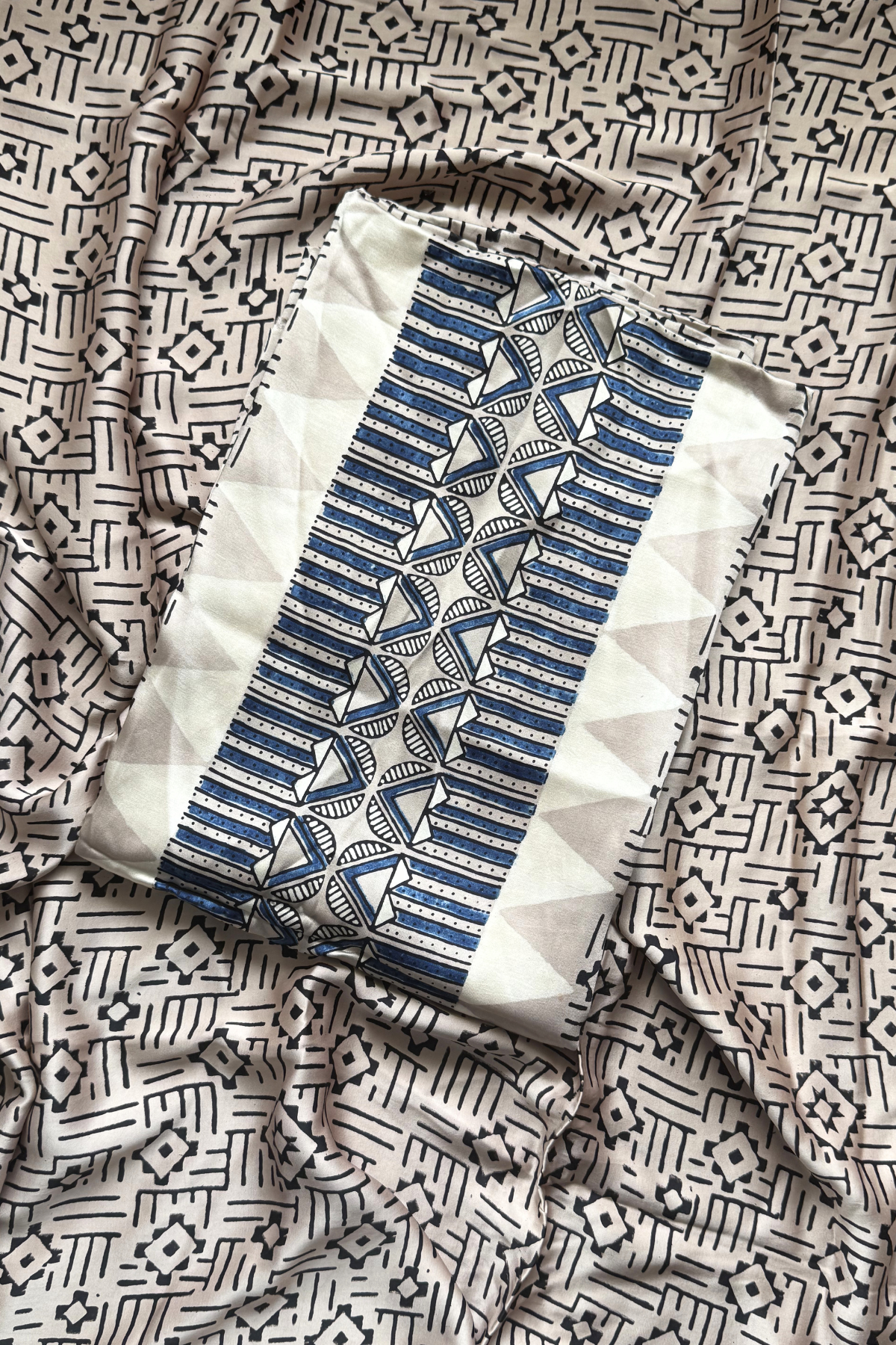 Pure Modal Satin 2-Piece Suit Set in Natural Ajrak Dye