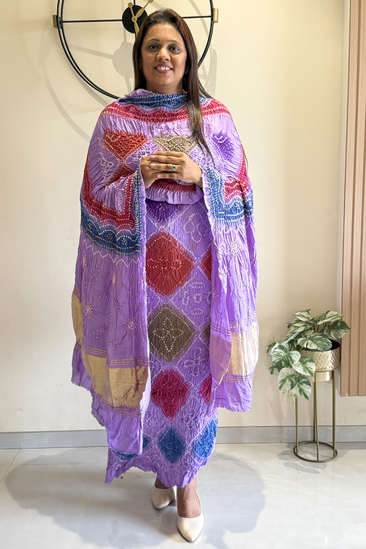 Bandhej Colourful Suit Set - Purple