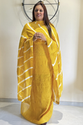 Lucknawi Pure Mul Chanderi 3-Piece Unstitched Kurta Set -  Yellow