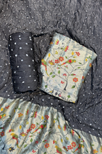 Bandhani With Paitani border - Black Grey
