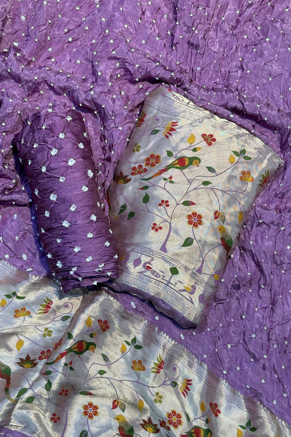 Bandhani With Paitani border - Purple