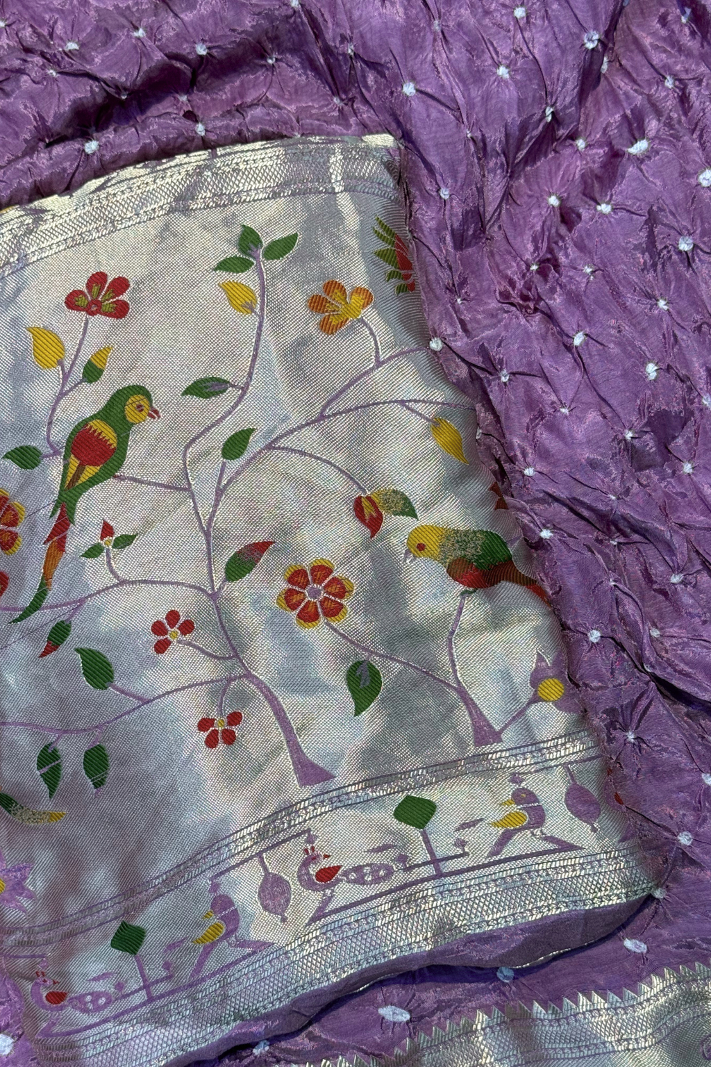 Bandhani With Paitani border - Purple
