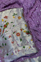 Bandhani With Paitani border - Purple