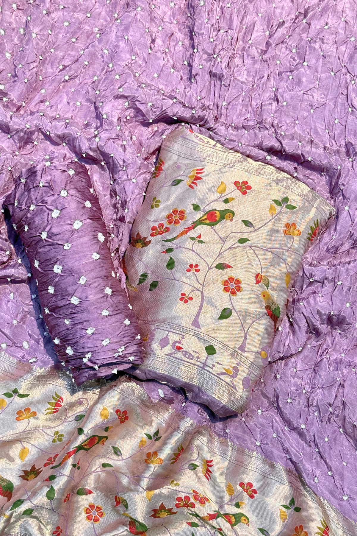 Bandhani With Paitani border - Lavender