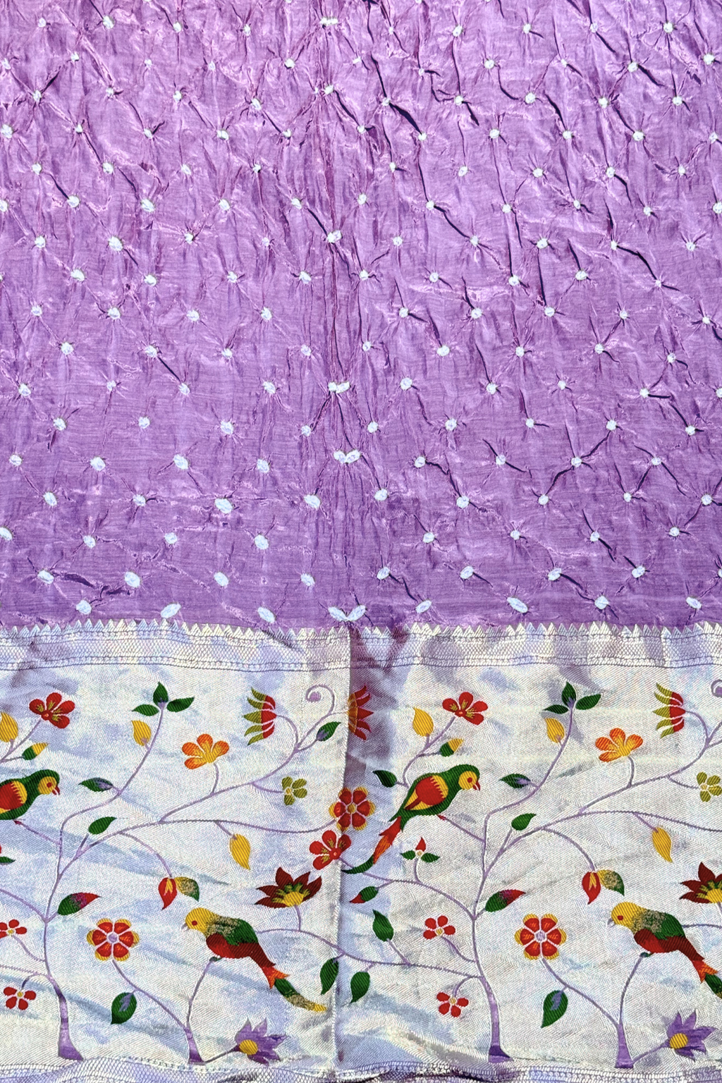 Bandhani With Paitani border - Light Lavender
