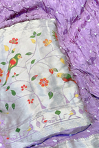 Bandhani With Paitani border - Light Lavender